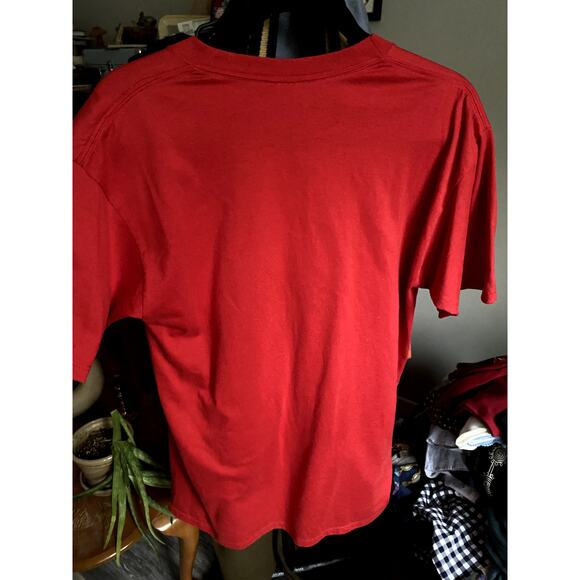 Vintage 1970's Patchwork Quilt Red Tee Shirt Large Gingham Grandma Lace Dainty - Picture 5 of 5